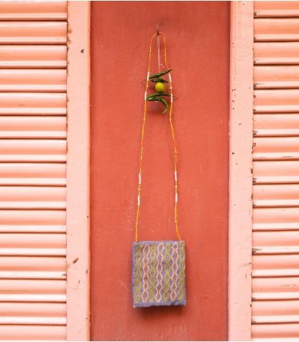 Hand embroidered cotton pouch