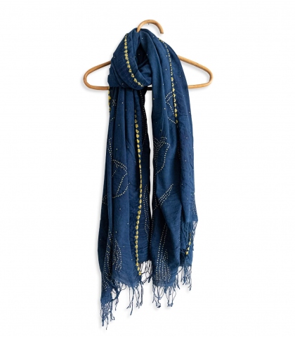 Foulard bleu indigo 108x220 cm