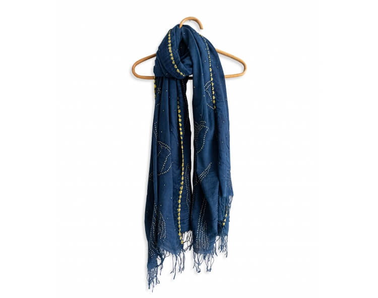 Foulard bleu indigo 108x220 cm