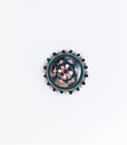 Miroir rose et vert 12 cm
