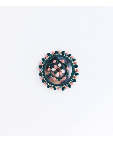 Miroir rose et vert 12 cm