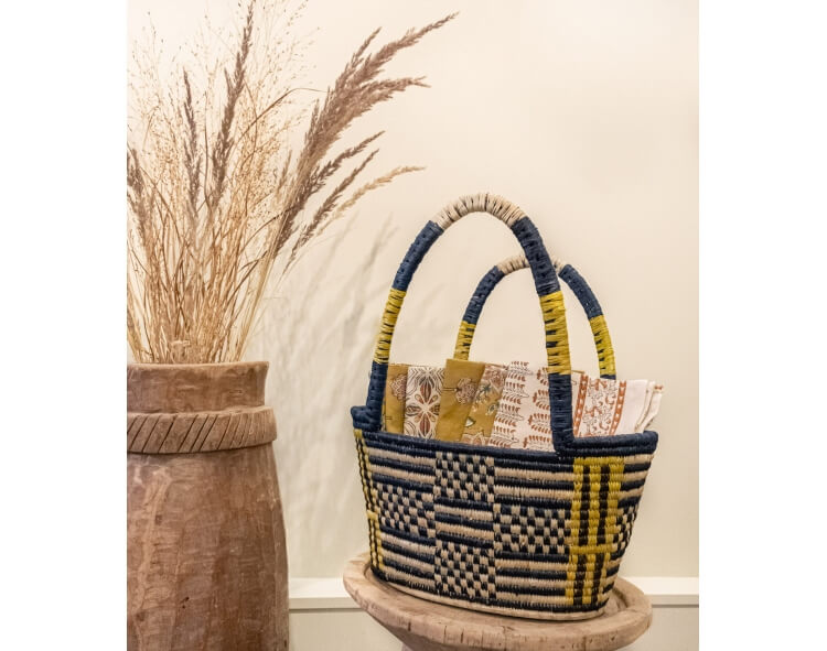 Panier tressé - bleu
