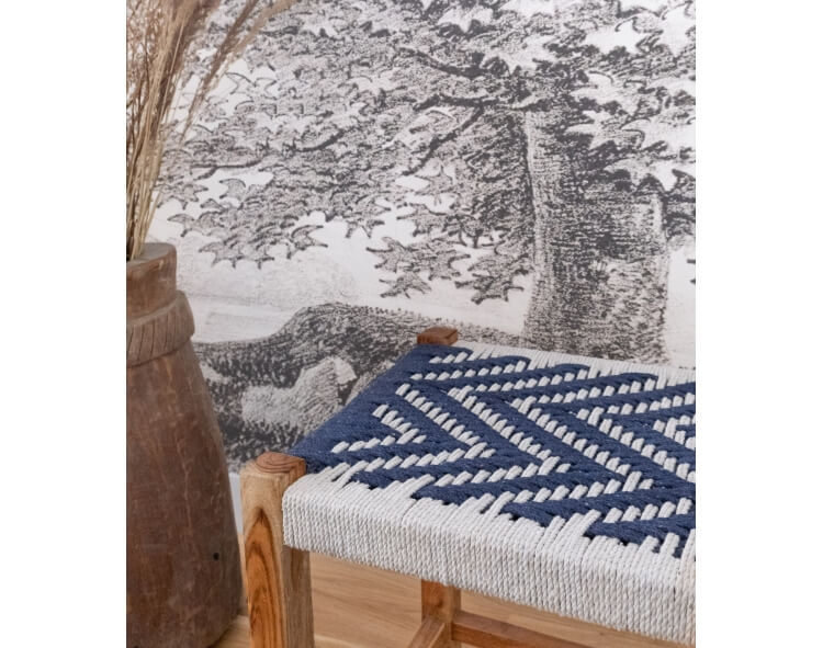 Tabouret bois de manguier et corde tressée