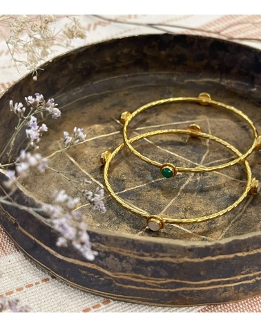 Indian bracelet with green onyx and pink quartz