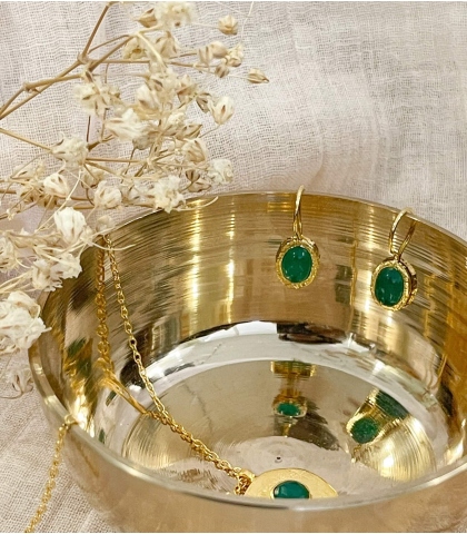 Boucles d'oreilles onyx vert