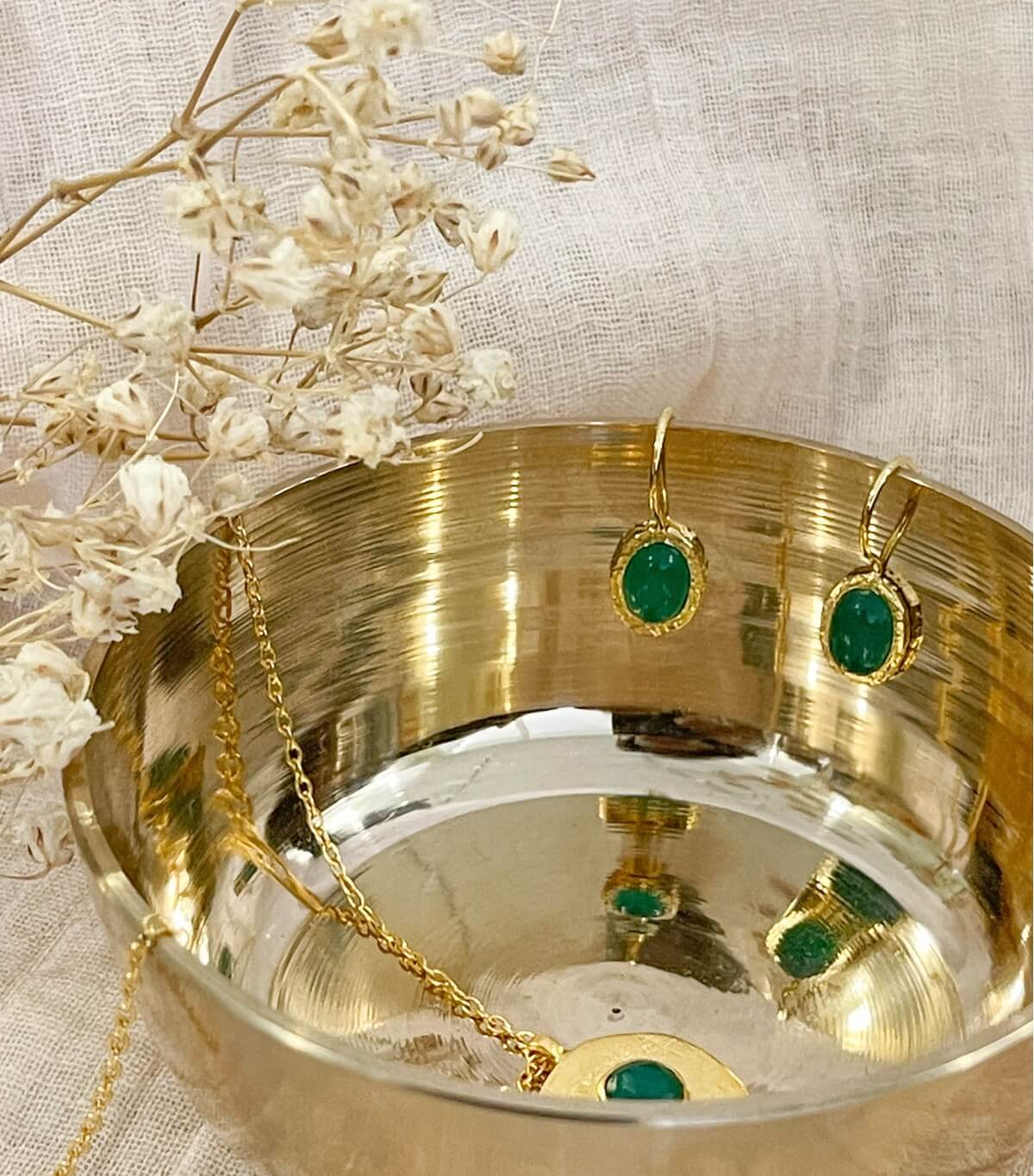 Boucles d'oreilles onyx vert