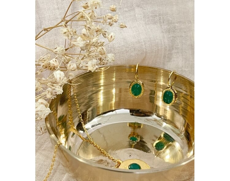 Boucles d'oreilles onyx vert