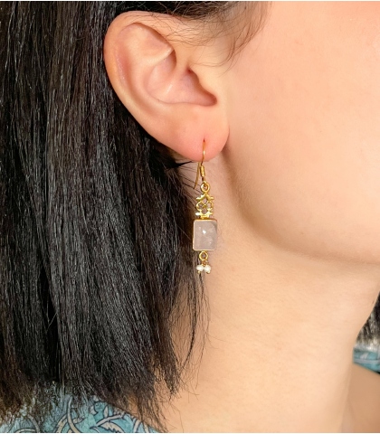 Boucles d'oreilles quartz rose