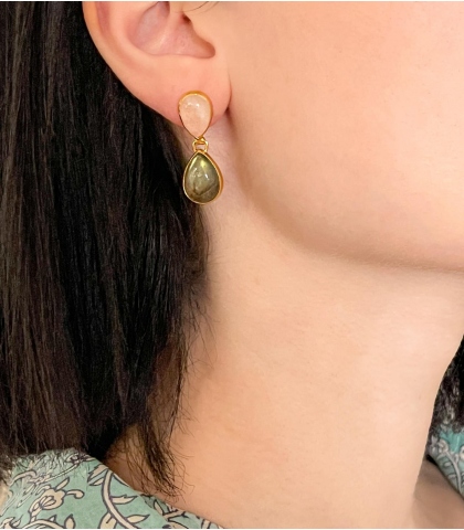 Boucles d'oreilles quartz et aventurine
