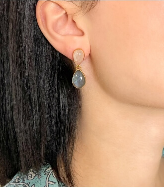 Pink quartz indian earrings
