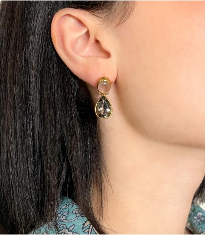 Boucles d'oreilles quartz fumé