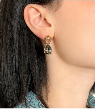 Smoked quartz indian earrings