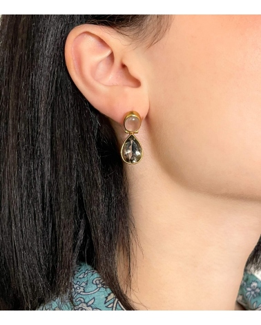Smoked quartz indian earrings