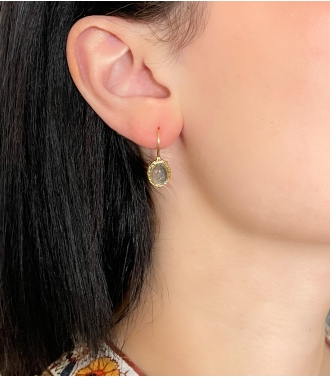 Labradorite gold plated earrings