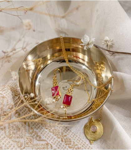 Boucles d'oreilles indiennes quartz