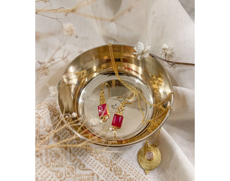Boucles d'oreilles indiennes quartz