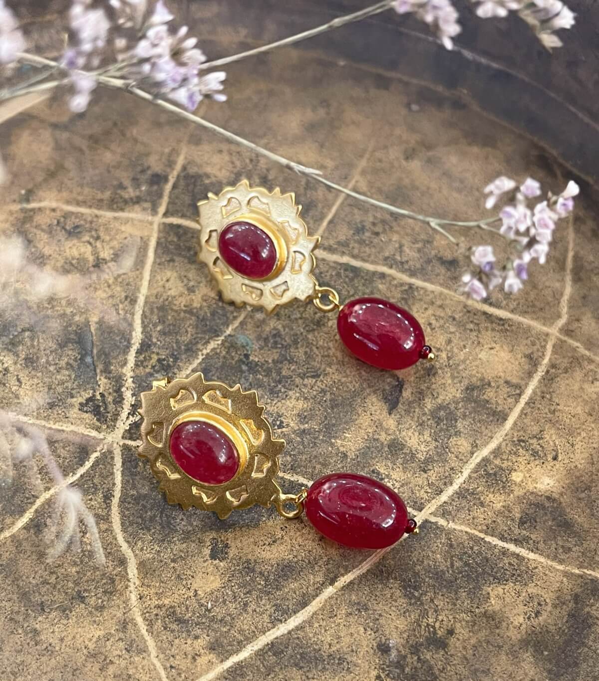 Red quartz indian earrings