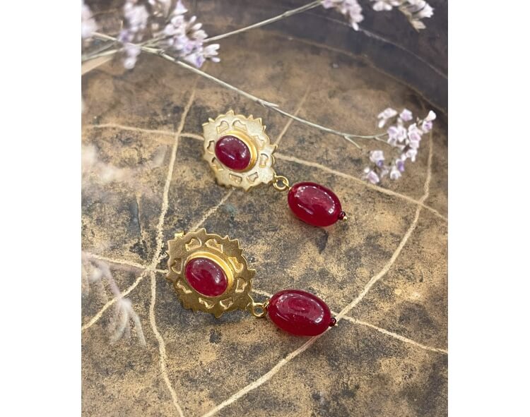 Red quartz indian earrings