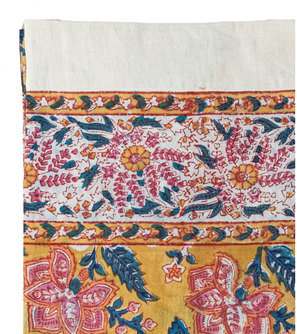 Rideau sari en soie patchwork bohème : décoration de fenêtre