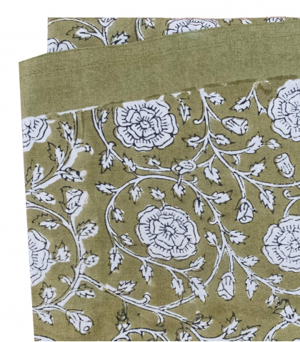 Nappe ronde imprimée 175 cm - olive