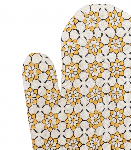 Hand printed kitchen glove 6x13 inches - yellow