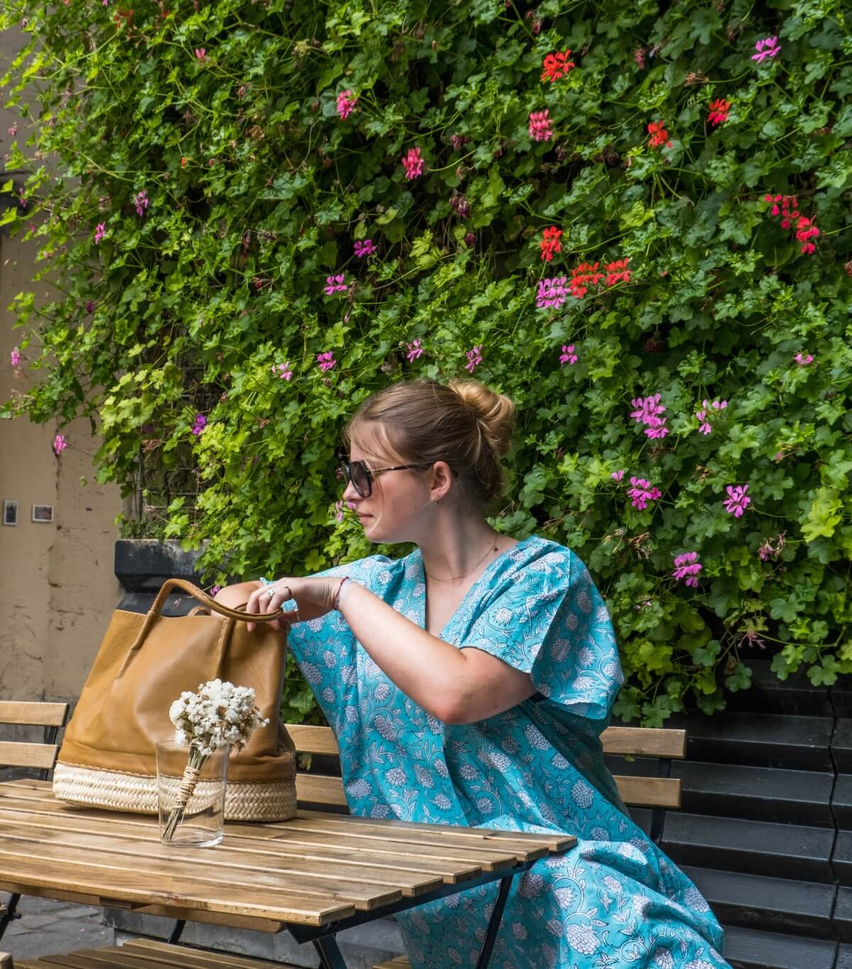 Cotton beach dress in turquoise
