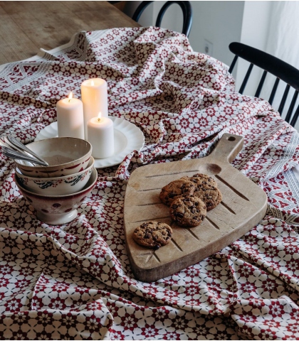 Boho chic hand printed table cover
