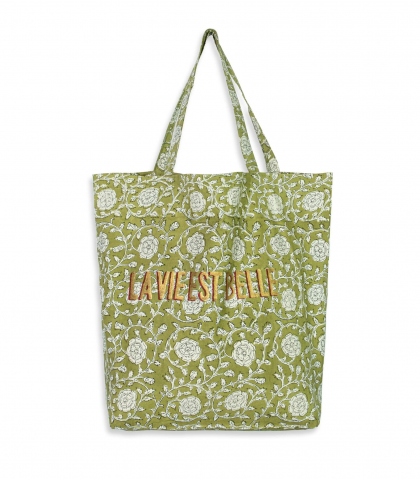 Tote bag en coton 41x46x13 cm - olive