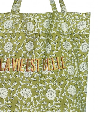 Cotton shopping bag 16x18x5 inches - olive