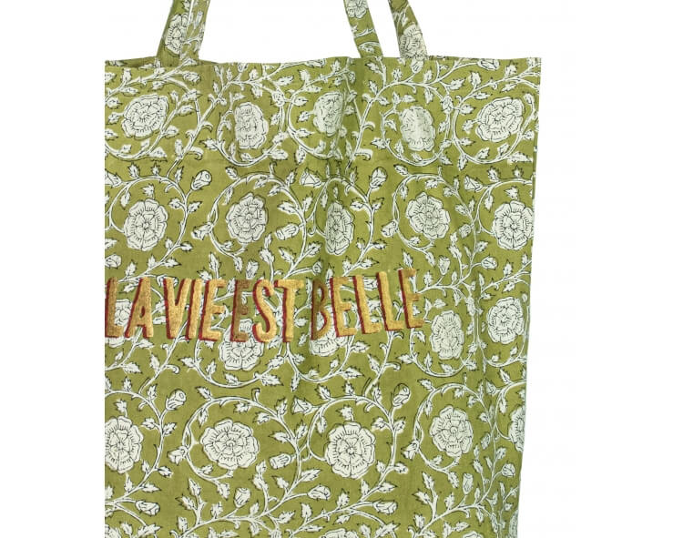 Cotton shopping bag 16x18x5 inches - olive
