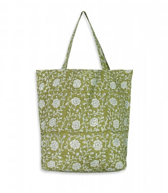Hand printed tote bag - olive green