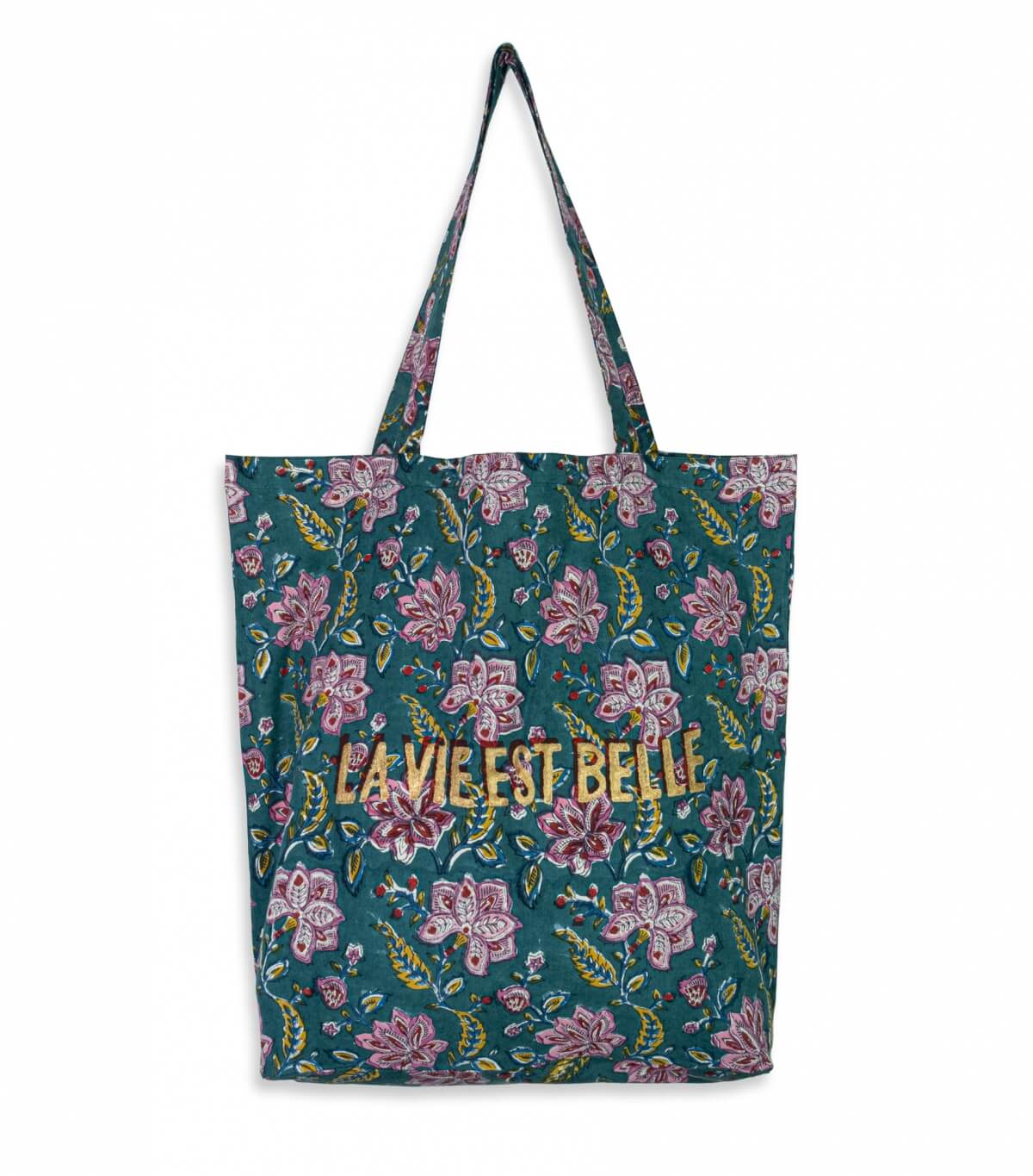 Cotton shopping bag 16x18x5 inches - multi green