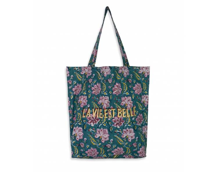 Cotton shopping bag 16x18x5 inches - multi green