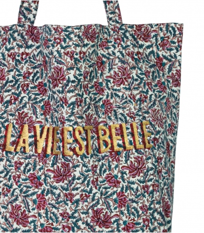 Boho chic hand printed tote bag by Jamini