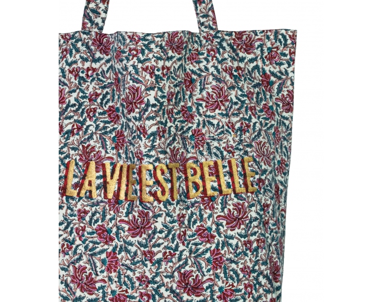 Boho chic hand printed tote bag by Jamini