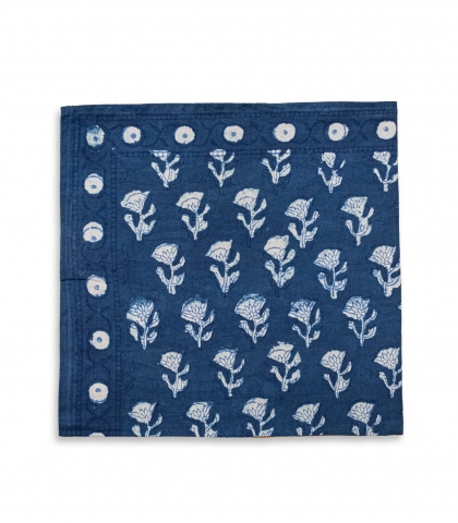 Bandana indien bleu indigo