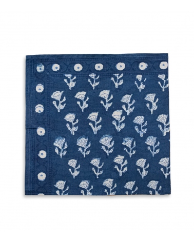 Bandana indien bleu indigo
