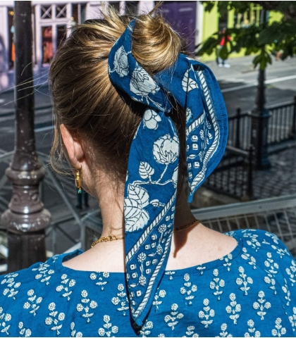 Indigo cotton scarf