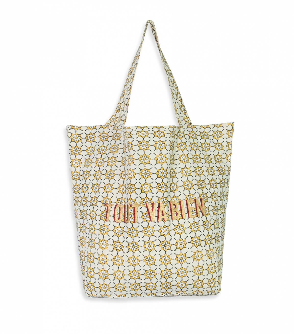 Cotton shopping bag 16x18x5 inches - yellow