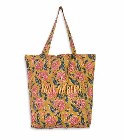 Tote bag en coton 41x46x13 cm - jaune multi