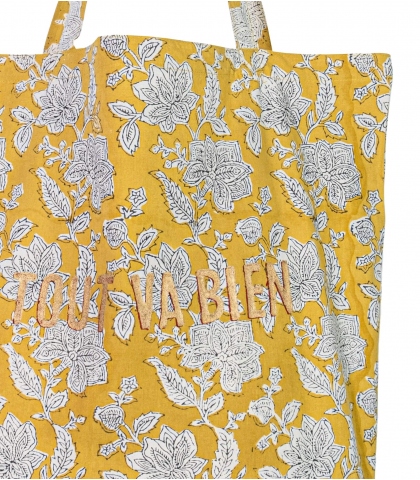 Cabas indien 41x46x13 cm - jaune