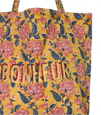 Indian shopping bag 16x18x5 inches - multi yellow