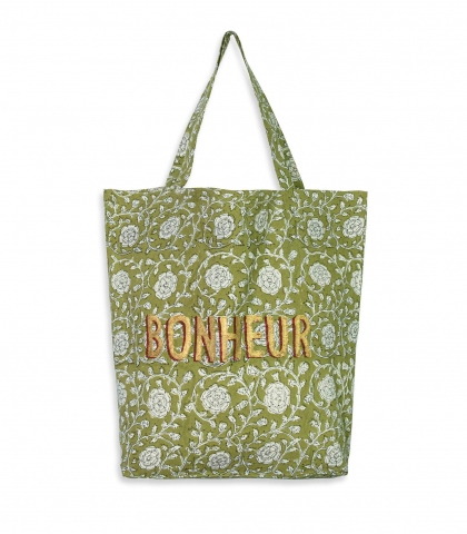 Sac de courses en coton 41x46x13 cm - olive