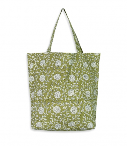 Tote bag en coton imprimé à la main - Jamini