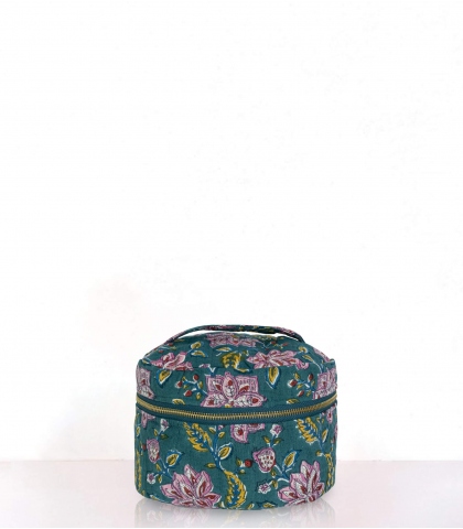 Hand printed vanity case in duck cotton - Jamini