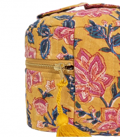 Vanity case en coton 25x20x17 cm - jaune multi