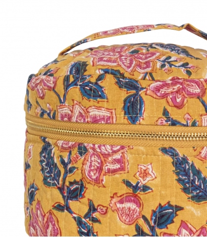 Rang - Vanity case en coton imprimé jaune