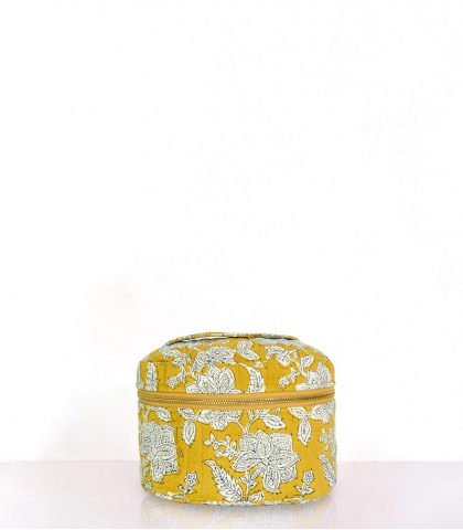 Rang - yellow vanity case, hand printed in India
