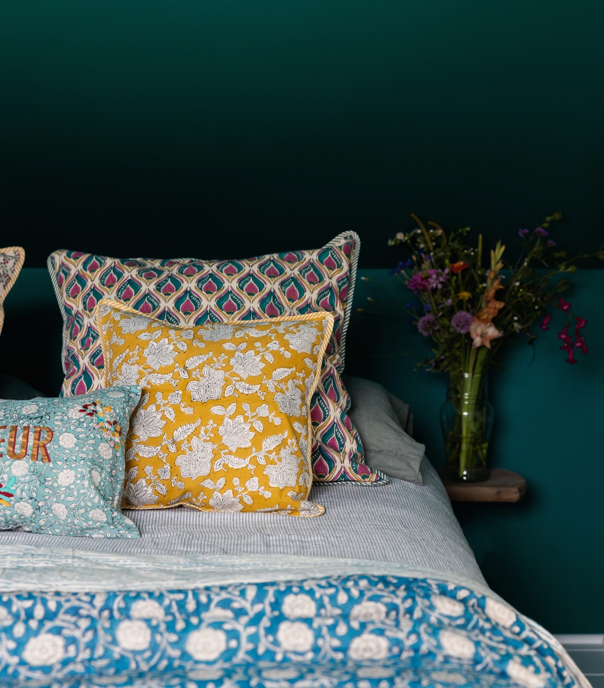 Linge de lit boho chic imprimé à la main - Jamini