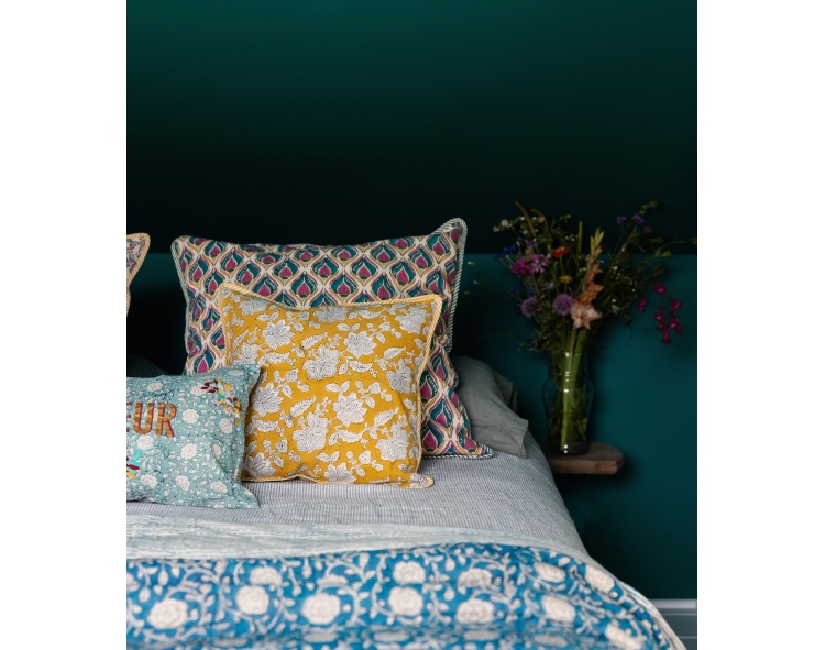 Linge de lit boho chic imprimé à la main - Jamini